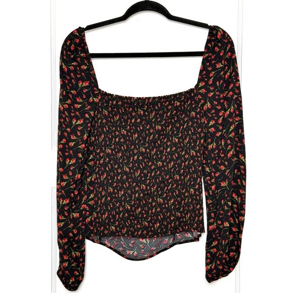 REFORMATION Rose Floral Puff Long Sleeve Sweetheart Neck Smocked Back Top‎ 14 - Picture 6 of 8